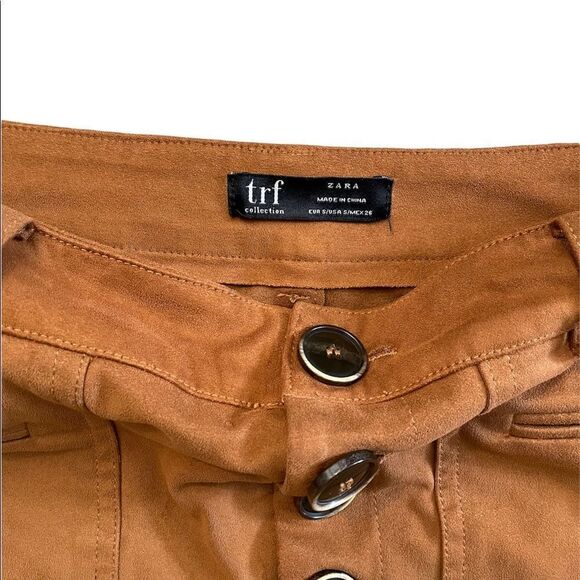 TRF by ZARA Faux suede leather skirt cognac brown size small - Picture 6 of 6
